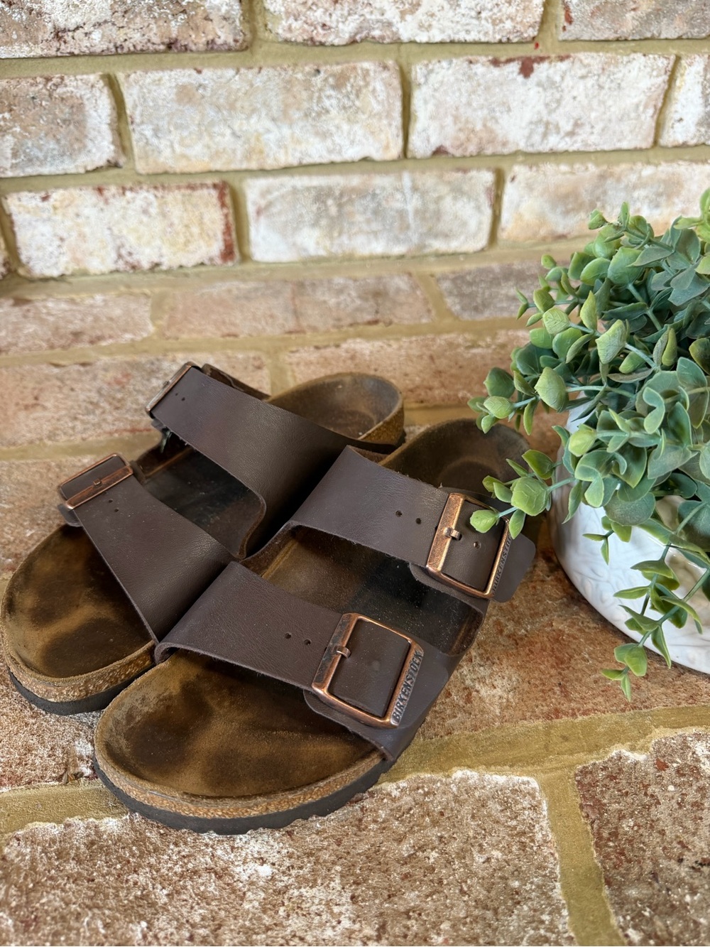 Birkenstock | Classic Double Strap Oiled Leather Sandals | 39